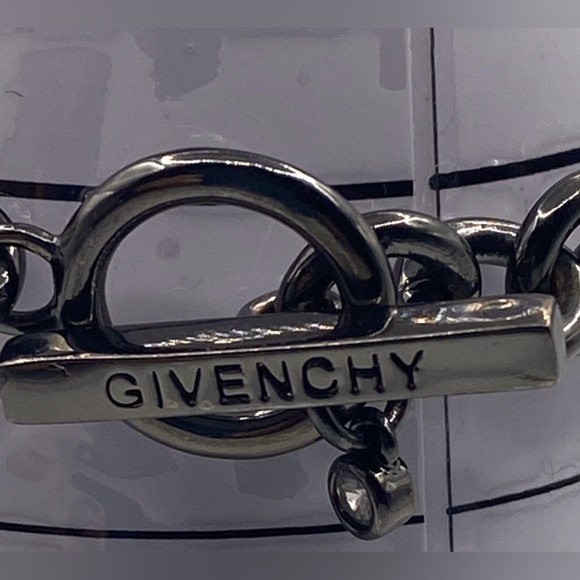 Givenchy Gunmetal Chain Link Bracelet with Swarovski Crystals Gorgeous - Picture 6 of 9